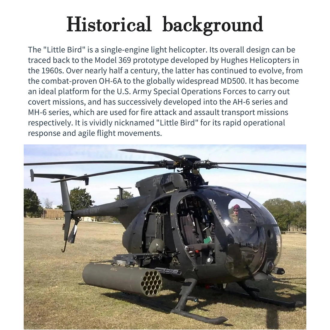 FLISHRC FL500 AH-6 Little Bird 500-Class 2.4G 6CH Scale RC Helicopter - RAZORDON