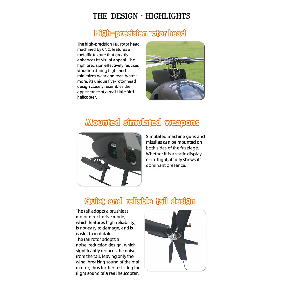 FLISHRC FL500 AH-6 Little Bird 500-Class 2.4G 6CH Scale RC Helicopter - RAZORDON