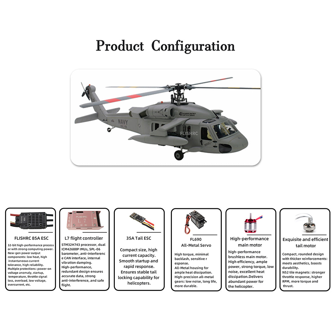 FL500 SH-60 Seahawk 500-Class 2.4GHz 6CH Scale RC Helicopter - RAZORDON