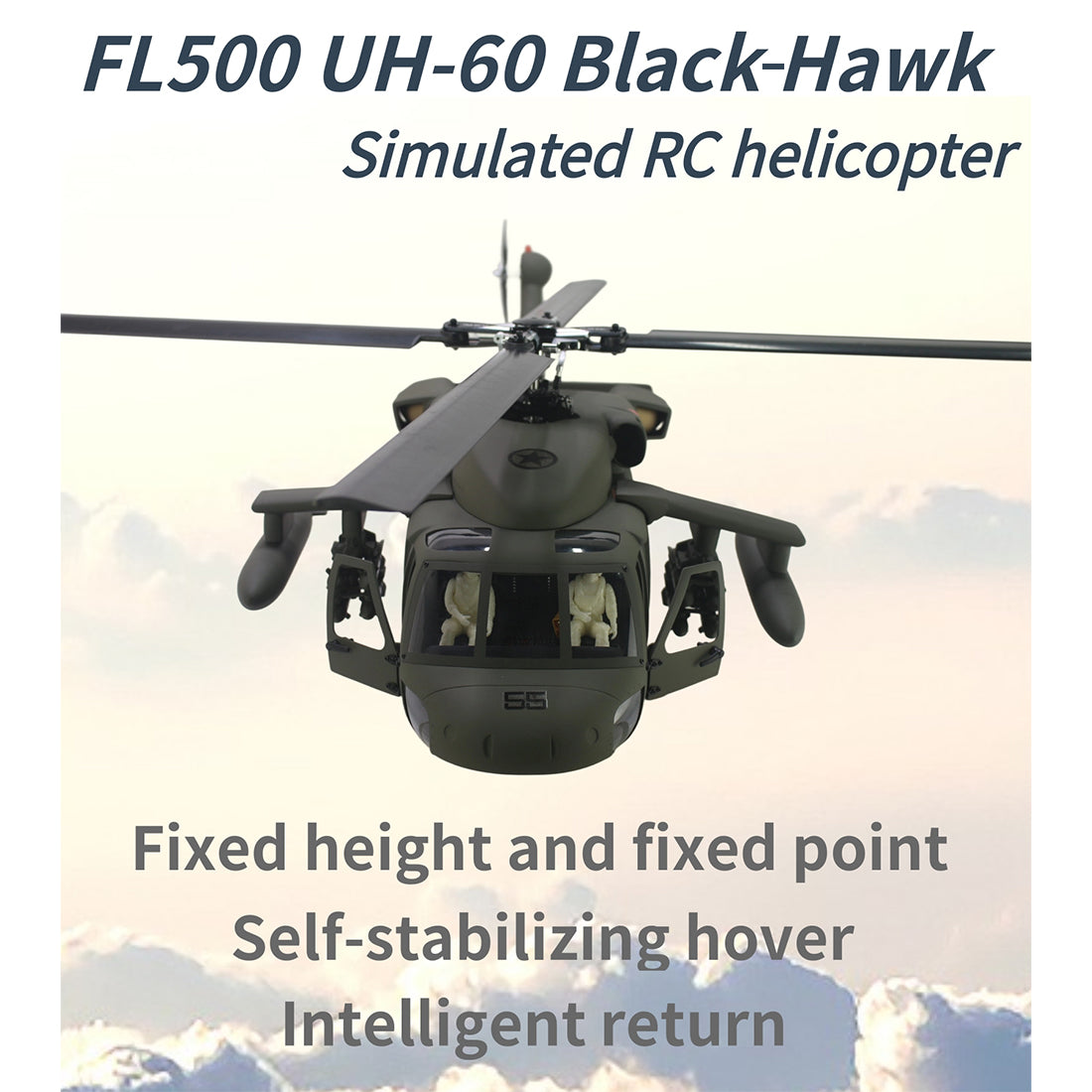 FLISHRC FL500 Black Hawk UH-60 500-Class 2.4GHz 6CH Scale RC Helicopter - RAZORDON