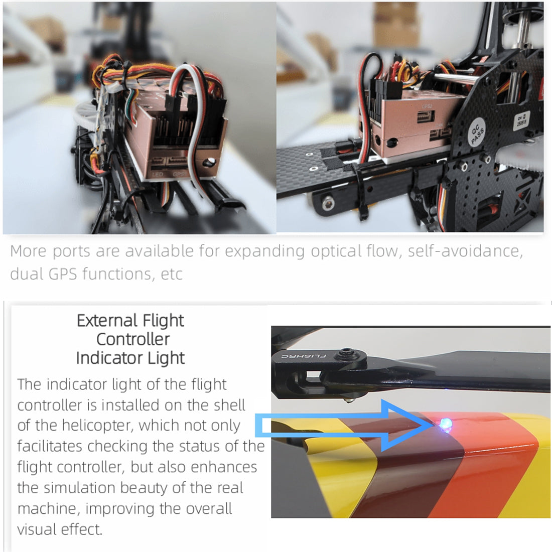 FLISHRC Eurocopter AS350 500-Class 2.4G 6CH Scale RC Helicopter Model with L7 Flight Controller and 4-Mode Positioning GPS RTF