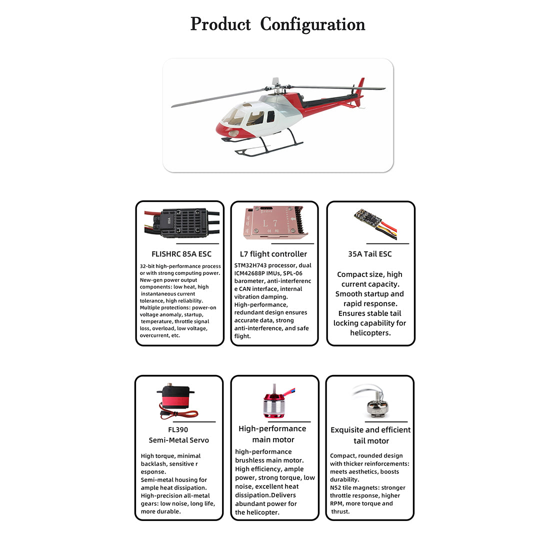 FLISHRC Eurocopter AS350 500-Class 2.4G 6CH Scale RC Helicopter Model with L7 Flight Controller and 4-Mode Positioning GPS RTF