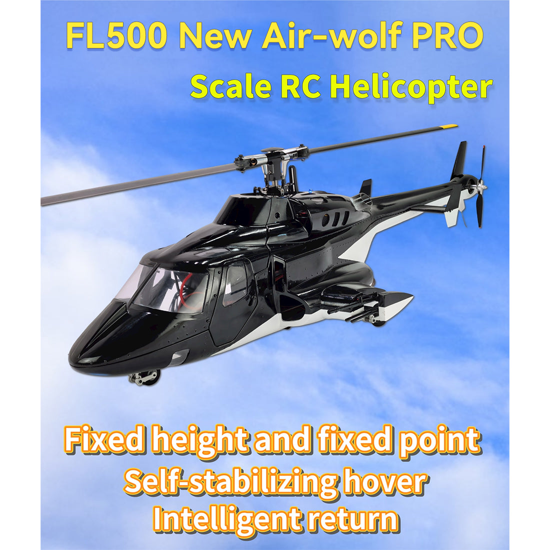 FLISHRC FL500 Airwolf Pro 500-Class 2.4G 6CH Scale RC Helicopter with L7 Flight Controller & 4-Mode GPS Positioning RTF