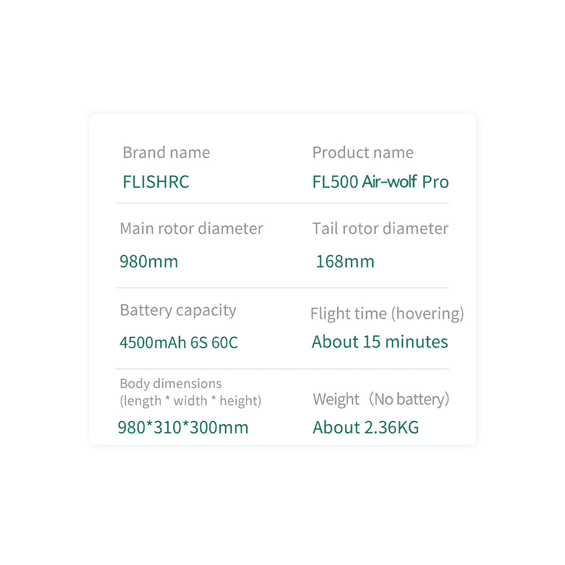 FLISHRC FL500 Airwolf Pro 500-Class 2.4G 6CH Scale RC Helicopter with L7 Flight Controller & 4-Mode GPS Positioning RTF