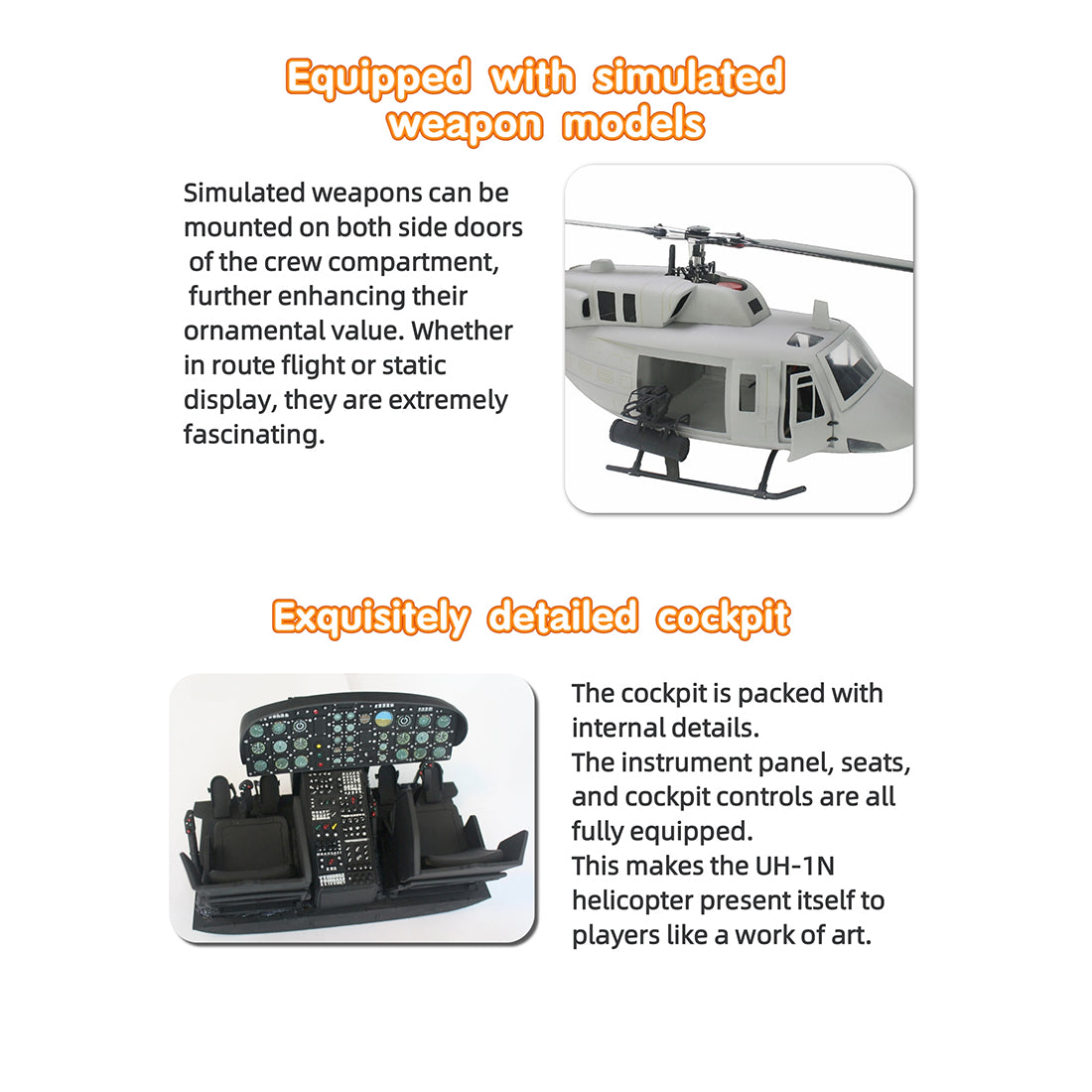 FLISHRC FL500 UH-1N Twin Huey 500-Class 2.4G 6CH Scale RC Helicopter  - RAZORDON