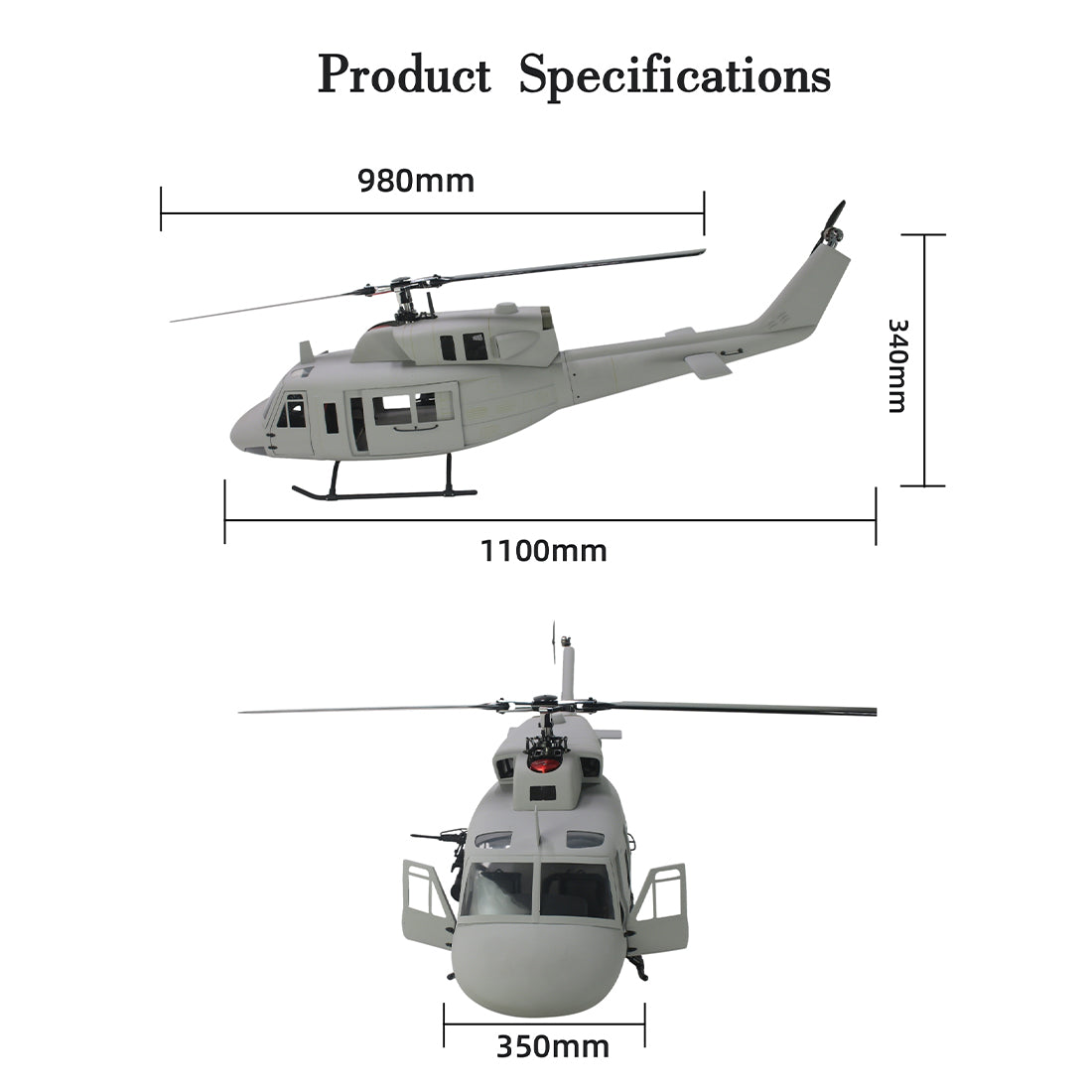 FLISHRC FL500 UH-1N Twin Huey 500-Class 2.4G 6CH Scale RC Helicopter  - RAZORDON