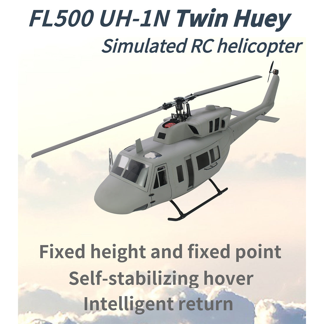 FLISHRC FL500 UH-1N Twin Huey 500-Class 2.4G 6CH Scale RC Helicopter  - RAZORDON