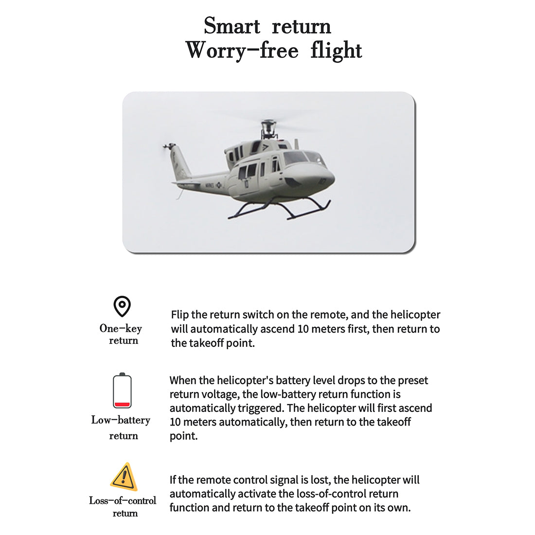 FLISHRC FL500 UH-1N Twin Huey 500-Class 2.4G 6CH Scale RC Helicopter  - RAZORDON