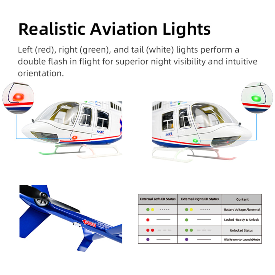 FLYWING BELL-407 2.4G 6CH 470-Class Quick-Release 4-Rotor Scale RC Helicopter - RAZORDON