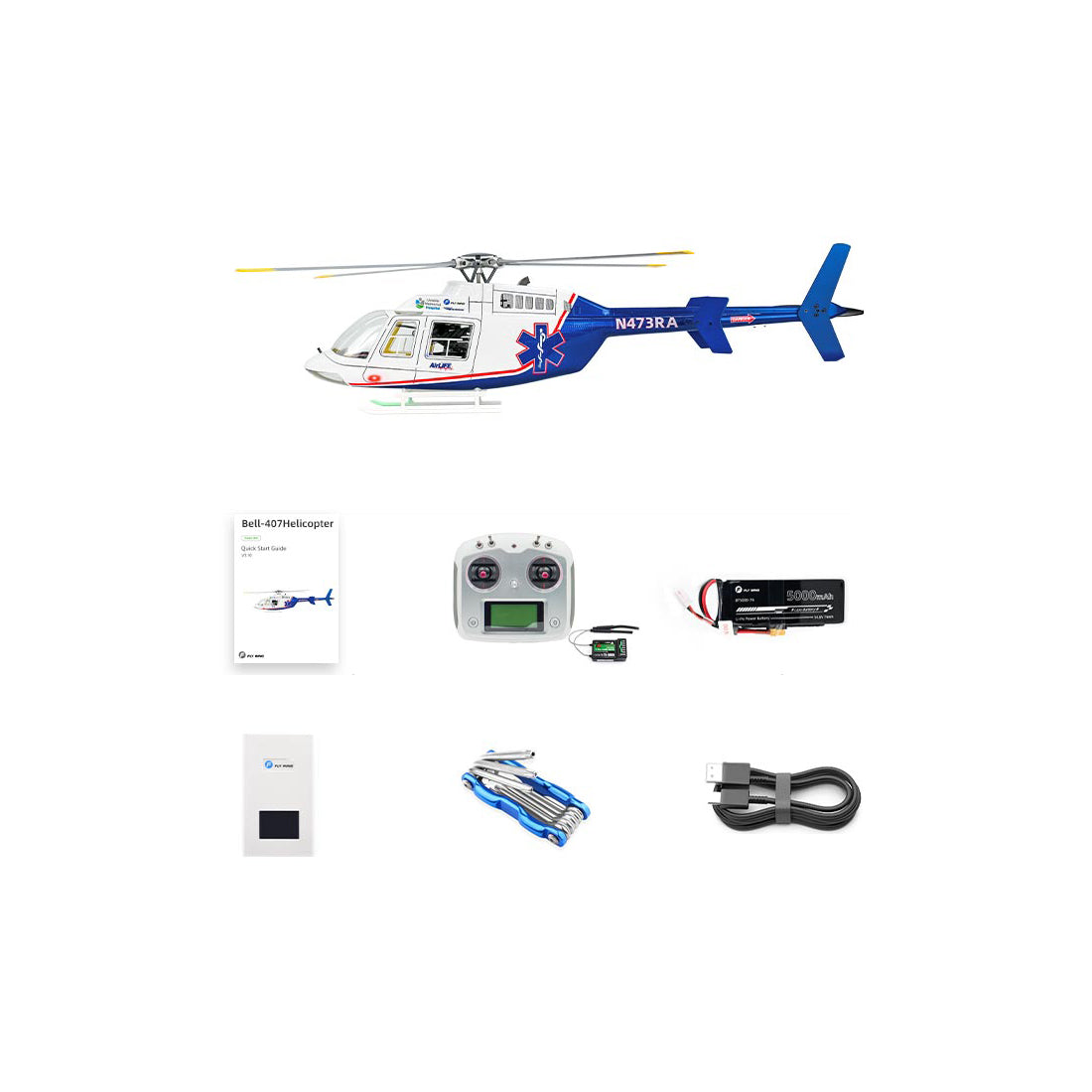 FLYWING BELL-407 2.4G 6CH 470-Class Quick-Release 4-Rotor Scale RC Helicopter - RAZORDON