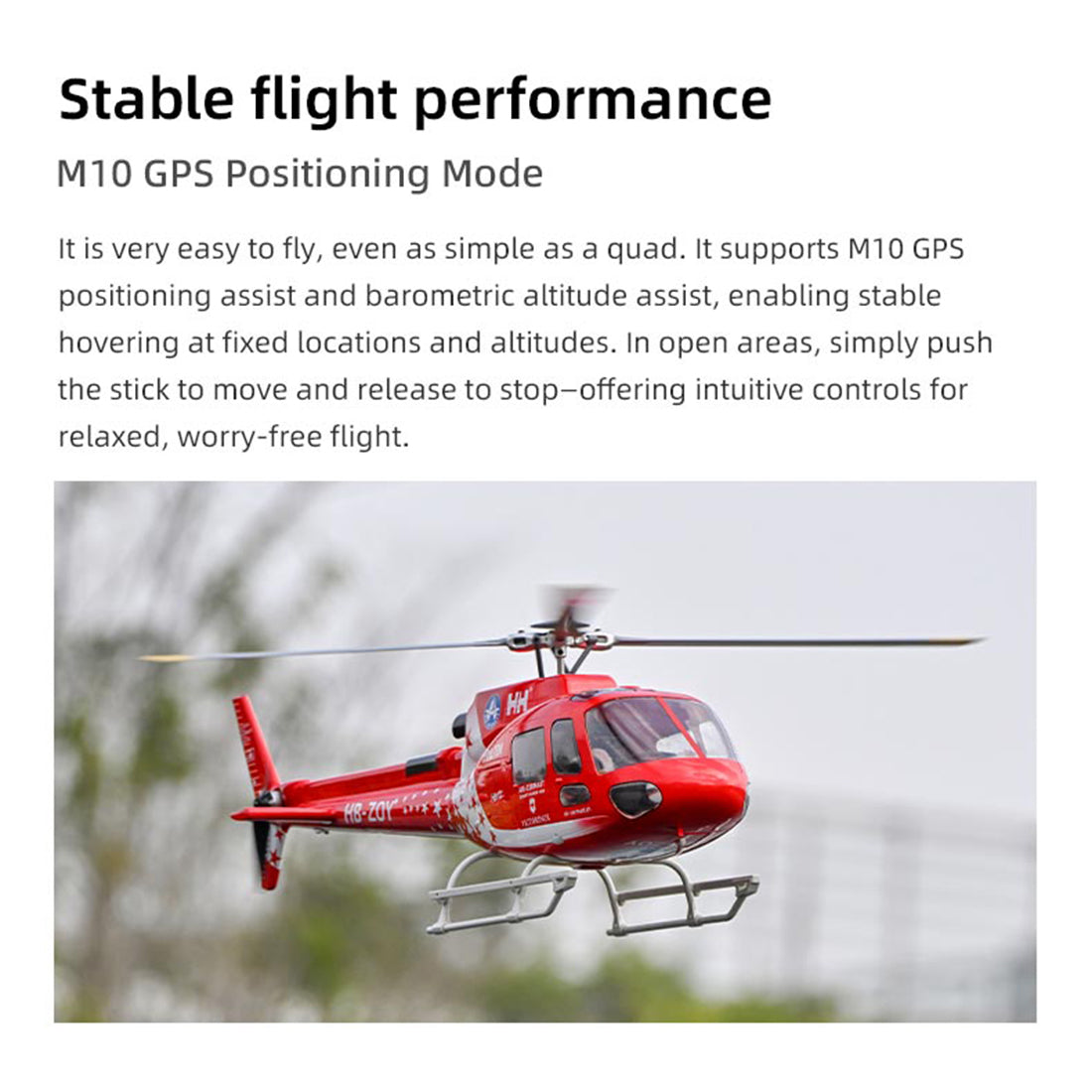 FLYWING Eurocopter AS350 2.4G 6CH 470-Class Quick-Release 3-Rotor Scale RC Helicopter Model with ACE Flight Controller, GPS Positioning & Left/Right-Hand Control RTF