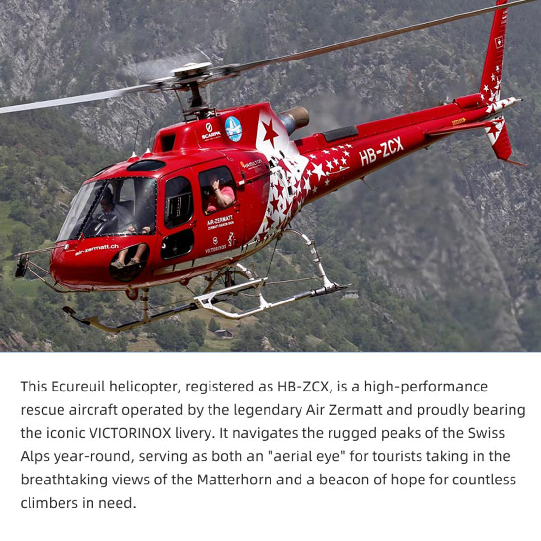 FLYWING Eurocopter AS350 2.4G 6CH 470-Class Quick-Release 3-Rotor Scale RC Helicopter Model with ACE Flight Controller, GPS Positioning & Left/Right-Hand Control RTF