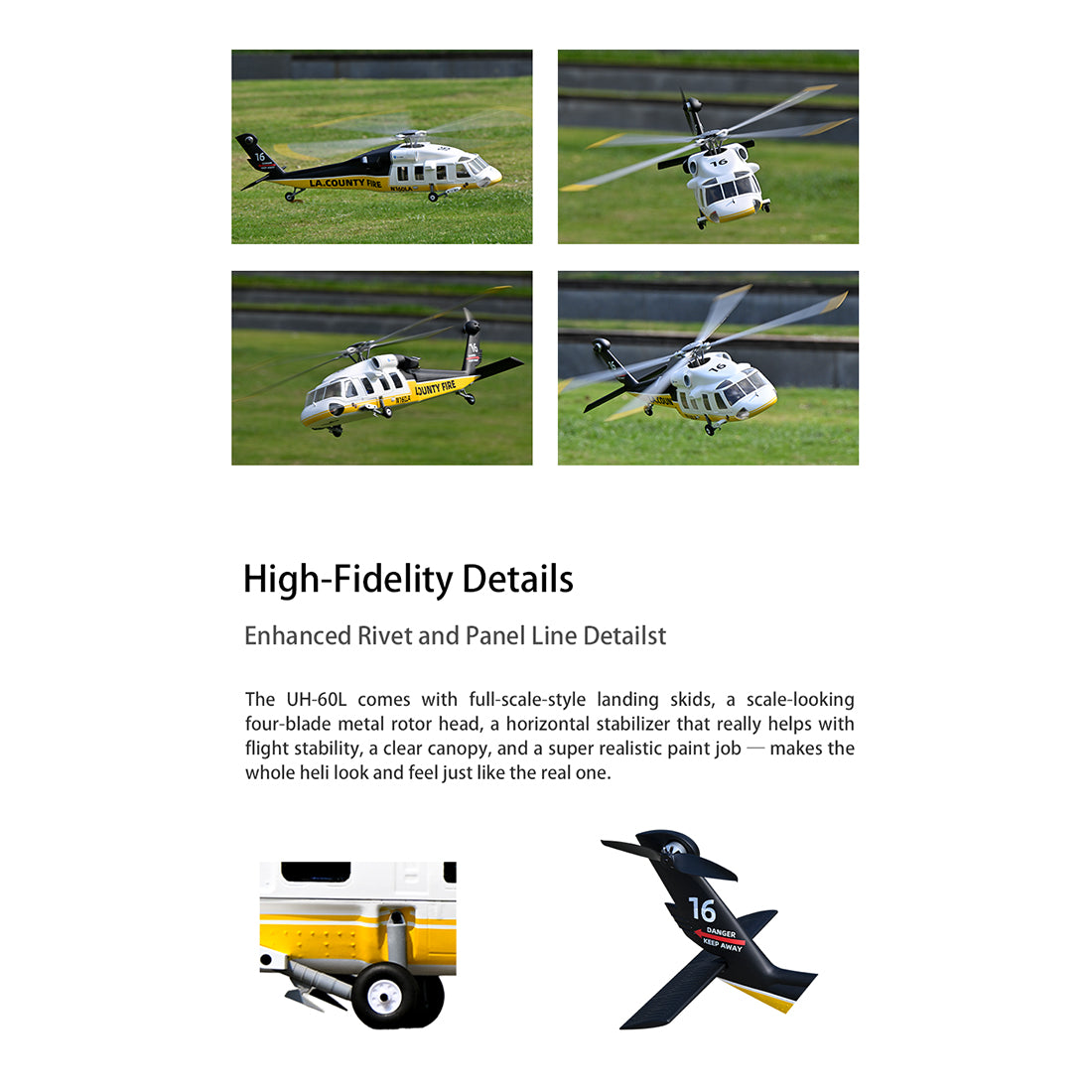 FLYWING UH-60L Black Hawk 470-Class RC Helicopter, 2.4GHz 6CH Scale Military Helicopter with ACE Flight Controller, GPS Positioning & Quick-Release Blades, RTF