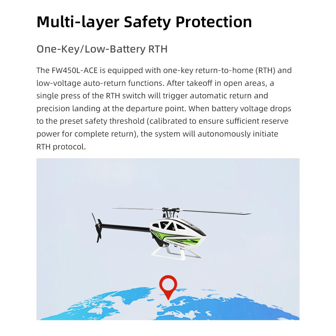 FLYWING 450L V3 2.4G 6CH RC Helicopter Dual Brushless Direct Drive Model Aircraft Toy