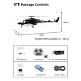 FLYWING Bell 222 Airwolf 470-Class RC Helicopter – 2.4GHz 6CH Scale Military Helicopter with ACE Flight Controller, GPS Positioning & Retractable Landing Gear (RTF)