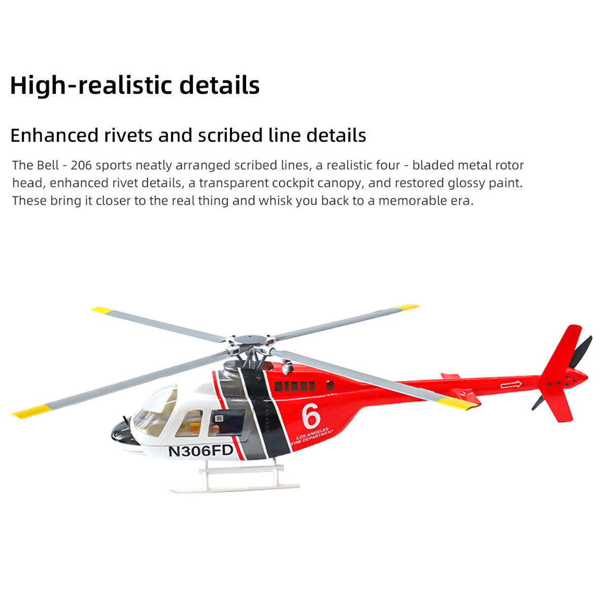 FLYWING Bell-206-V4 RC Helicopter with GPS High-realistic details - Razordon