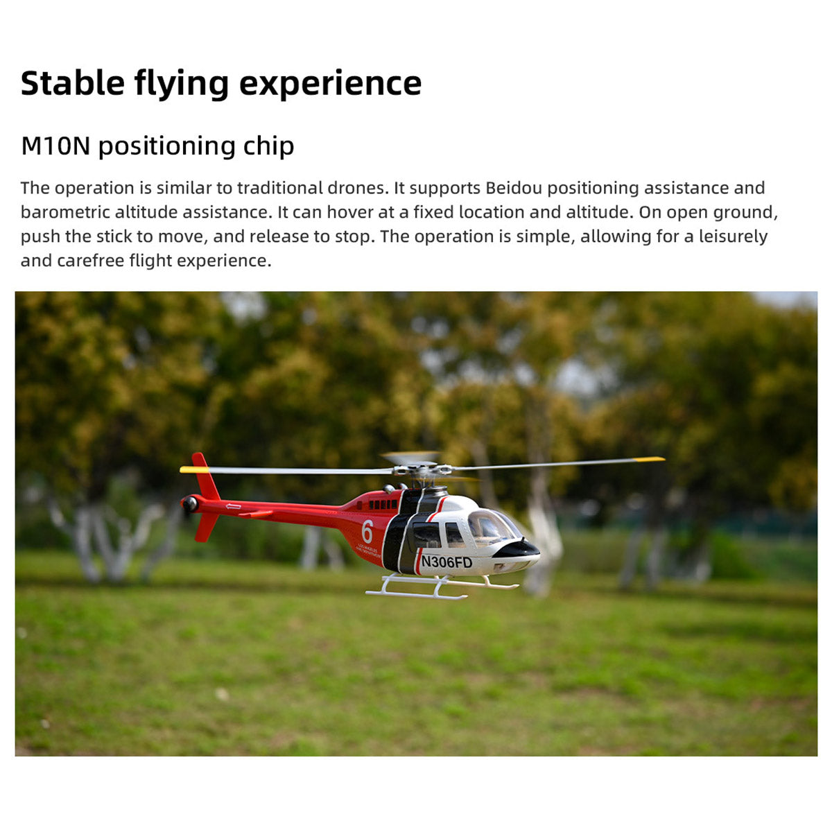 FLYWING Bell-206-V4 RC Helicopter with GPS Stable flying - Razordon