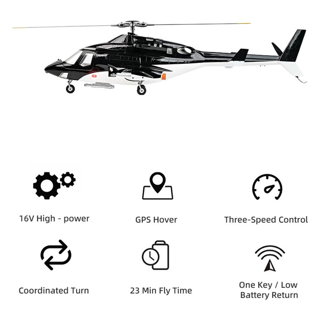 FLYWING Bell 222 Airwolf 470-Class RC Helicopter – 2.4GHz 6CH Scale Military Helicopter with ACE Flight Controller, GPS Positioning & Retractable Landing Gear (RTF)