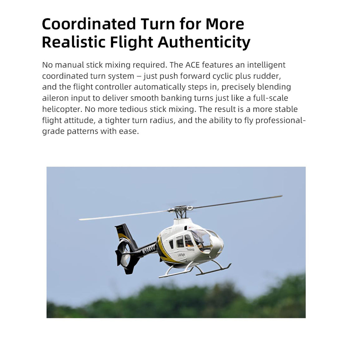 FLYWING EC135 470 스케일 RC 헬리콥터 2.4G 6CH 스케일 군용 모델, 퀵 탈착식 4날 로터, ACE 비행 컨트롤러, GPS 위치 지정 기능(MODE1/MODE2 전환 가능)