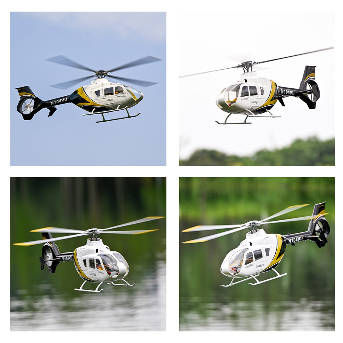 FLYWING EC135 470 스케일 RC 헬리콥터 2.4G 6CH 스케일 군용 모델, 퀵 탈착식 4날 로터, ACE 비행 컨트롤러, GPS 위치 지정 기능(MODE1/MODE2 전환 가능)