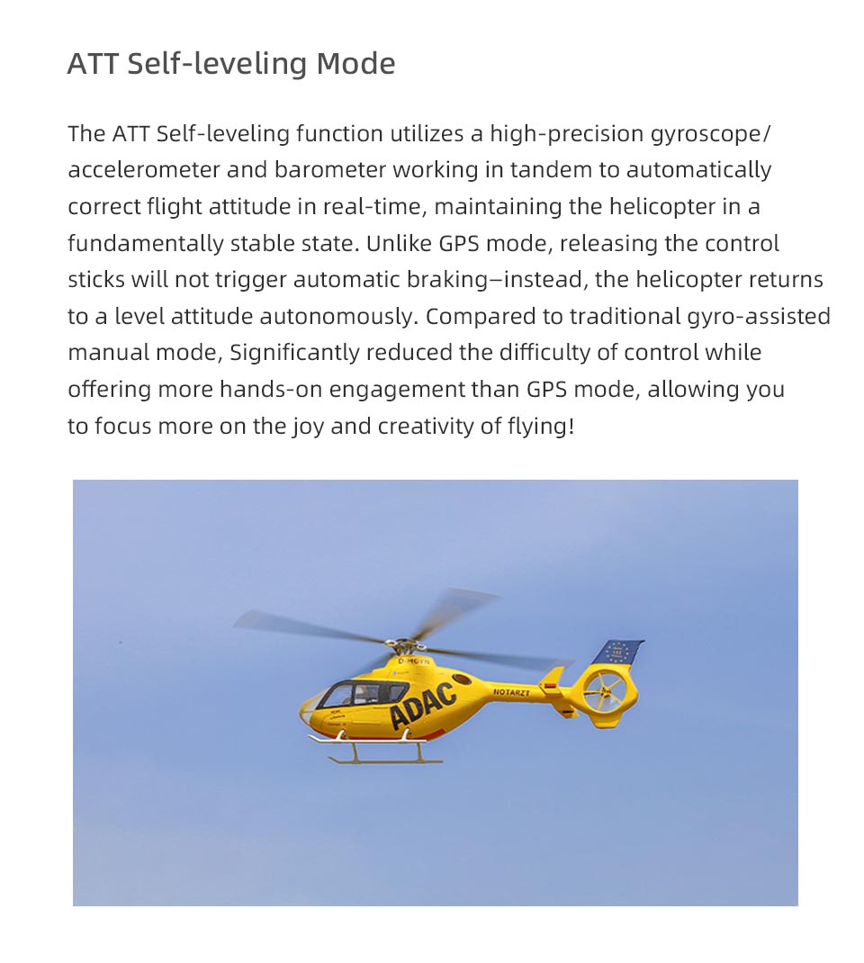 FLYWING EC135 470-Scale RC Helicopter 2.4G 6CH Scale Military Model with Quick-Detach 4-Blade Rotor ACE Flight Controller GPS Positioning - RAZORDON