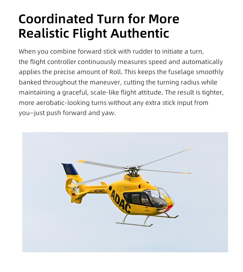 FLYWING EC135 470-Scale RC Helicopter 2.4G 6CH Scale Military Model with Quick-Detach 4-Blade Rotor ACE Flight Controller GPS Positioning - RAZORDON