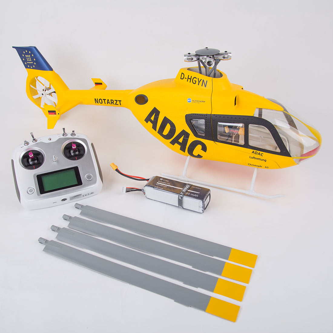 FLYWING EC135 470-Scale RC Helicopter 2.4G 6CH Scale Military Model with Quick-Detach 4-Blade Rotor ACE Flight Controller GPS Positioning - RAZORDON