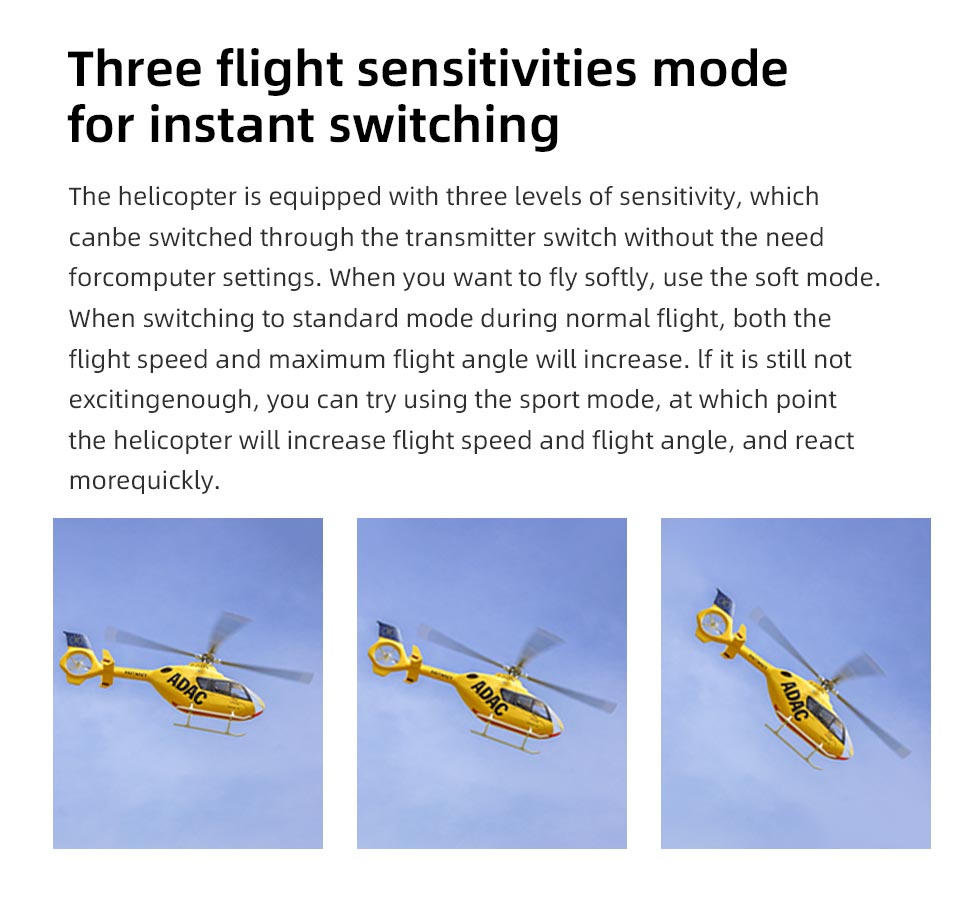 FLYWING EC135 470-Scale RC Helicopter 2.4G 6CH Scale Military Model with Quick-Detach 4-Blade Rotor ACE Flight Controller GPS Positioning - RAZORDON