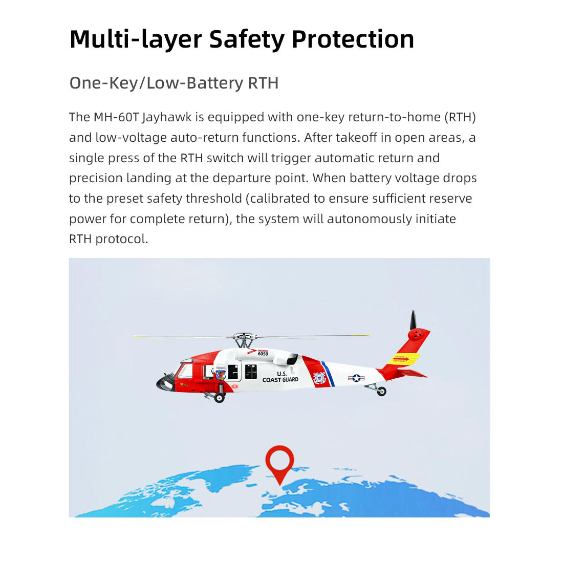 FLYWING MH-60 2.4G 6CH 470-Class Quik-Release 4-Rotor Scale RC Military Helicopter - RAZORDON