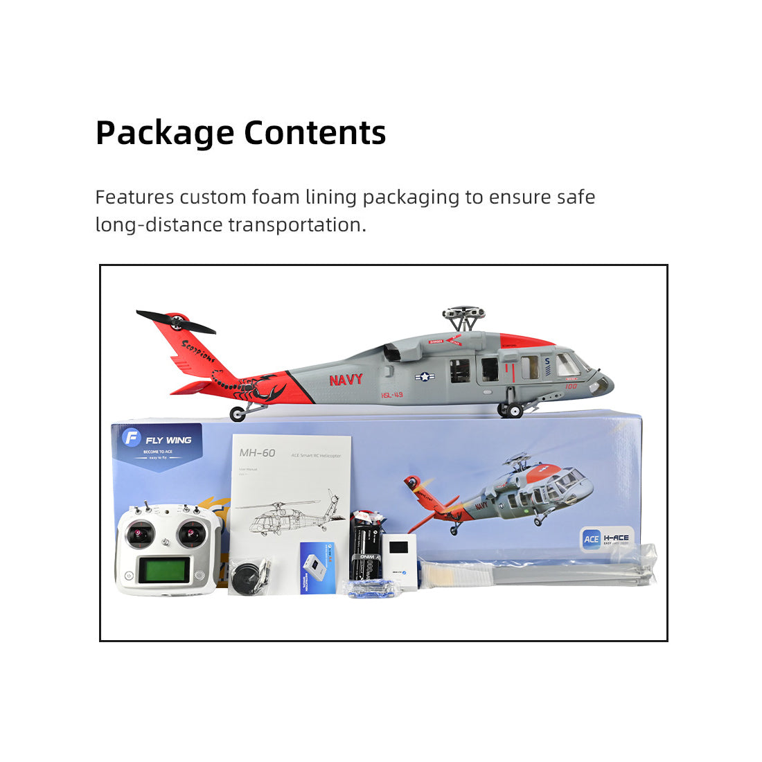 FLYWING MH-60 2.4G 6CH 470-Class Quik-Release 4-Rotor Scale RC Military Helicopter - RAZORDON