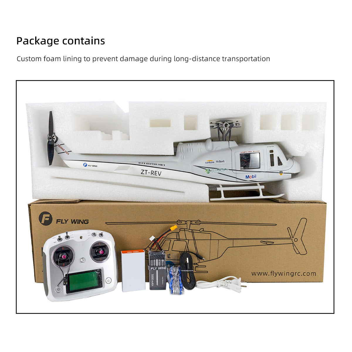 FLYWING UH-1 V4 Upgrade Version Class 470 6CH Brushless Motor GPS Fixed Point Altitude Hold Scale RC Helicopter - RAZORDON