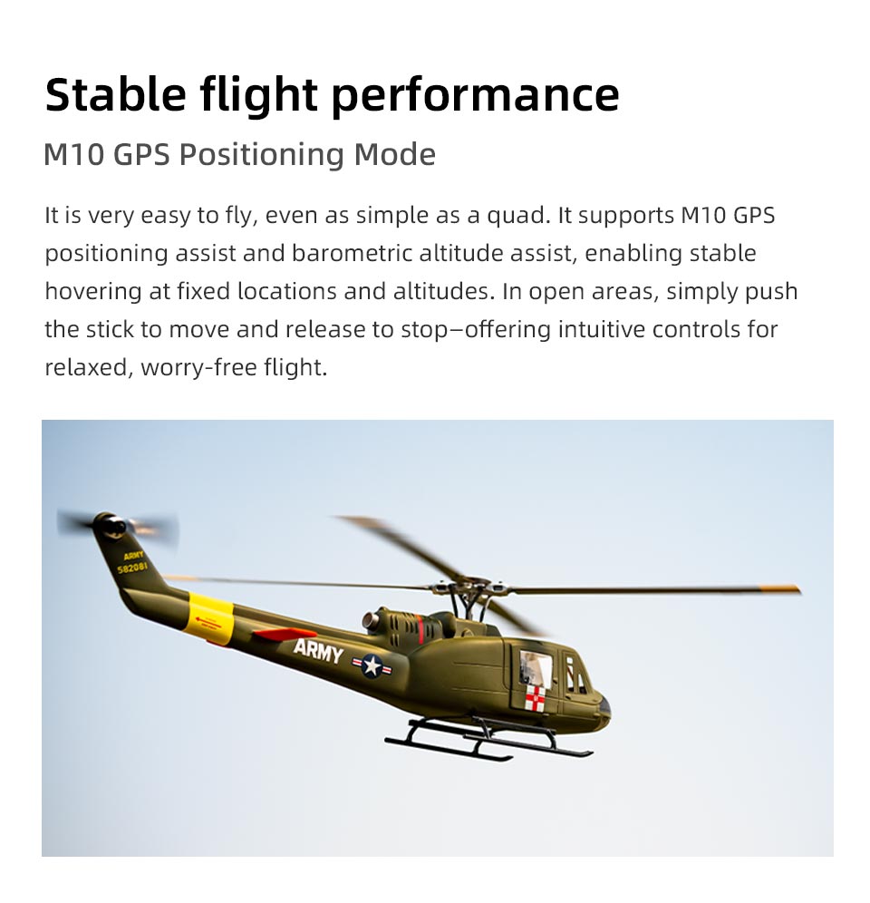 FLYWING UH-1 V4 Upgrade Version Class 470 6CH Brushless Motor GPS Fixed Point Altitude Hold Scale RC Helicopter - RAZORDON