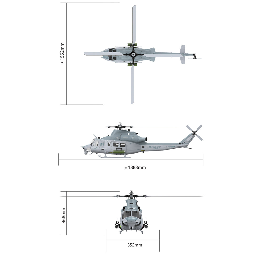 GOOSKY E7 UH-1Y Venom 700-Class 1/9 Scale 6CH RC Helicopter – RAZORDON