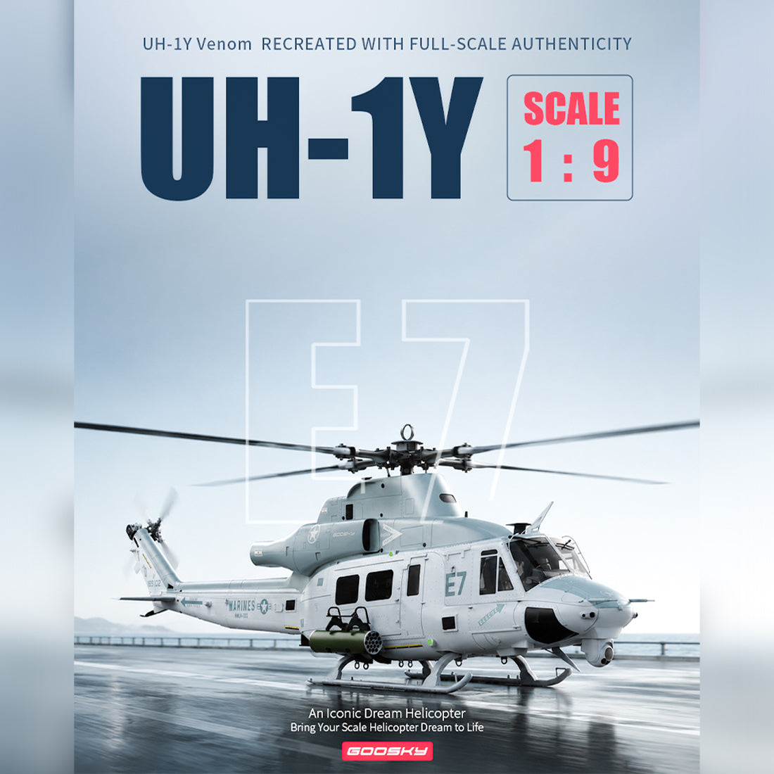 GOOSKY E7 UH-1Y Venom 700-Class 1/9 Scale 6CH RC Helicopter – RAZORDON
