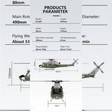 GOOSKY E2 UH-1Y 2.4G 6CH RC Helicopter Brushless Direct Drive Scale Model with LiDAR Positioning GPS Version Rescue Livery RTF (MODE1/MODE2 Switchable)