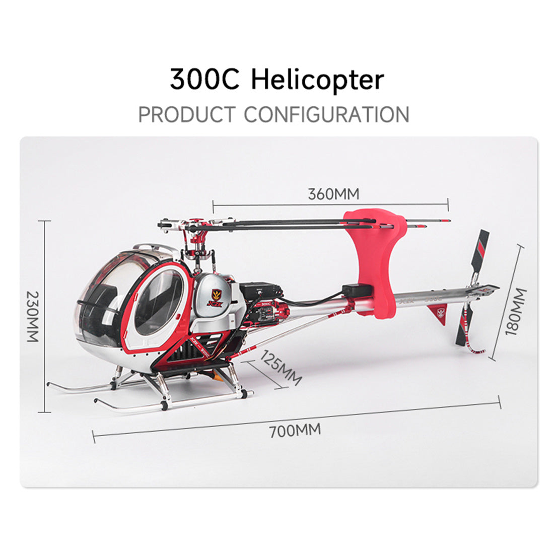 JCZK 300C PRO 2.4G 3-Blade Flybarless Alloy Realistic RC Helicopter Model with H1 PRO Flight Controller, GPS Positioning, Auto-Hover & One-Key Return(RTF Version)