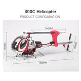JCZK 300C PRO 2.4G 3-Blade Flybarless Alloy Realistic RC Helicopter Model with H1 PRO Flight Controller, GPS Positioning, Auto-Hover & One-Key Return(RTF Version)