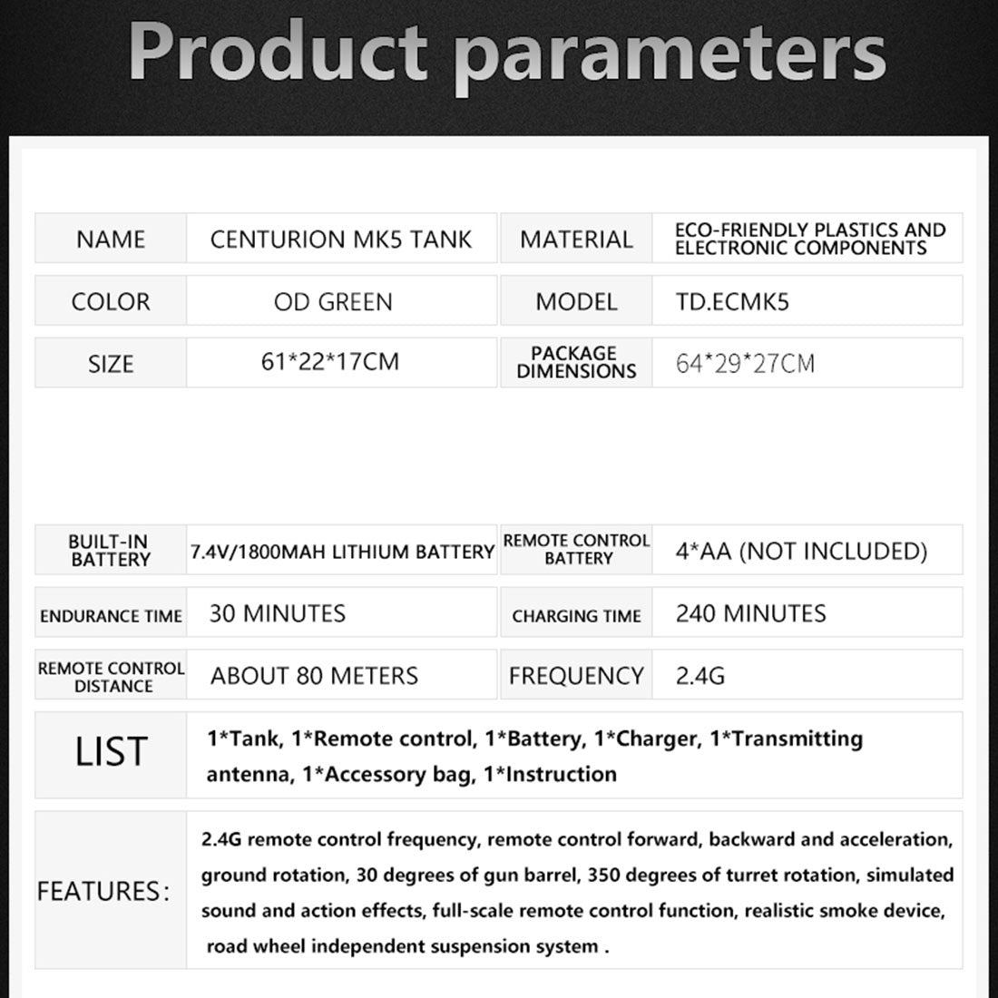 1/16 2.4G RC British MK5 Centurion Infrared Combat Battle Tank Military Vehicle Model (Professional Version/Army Green)
