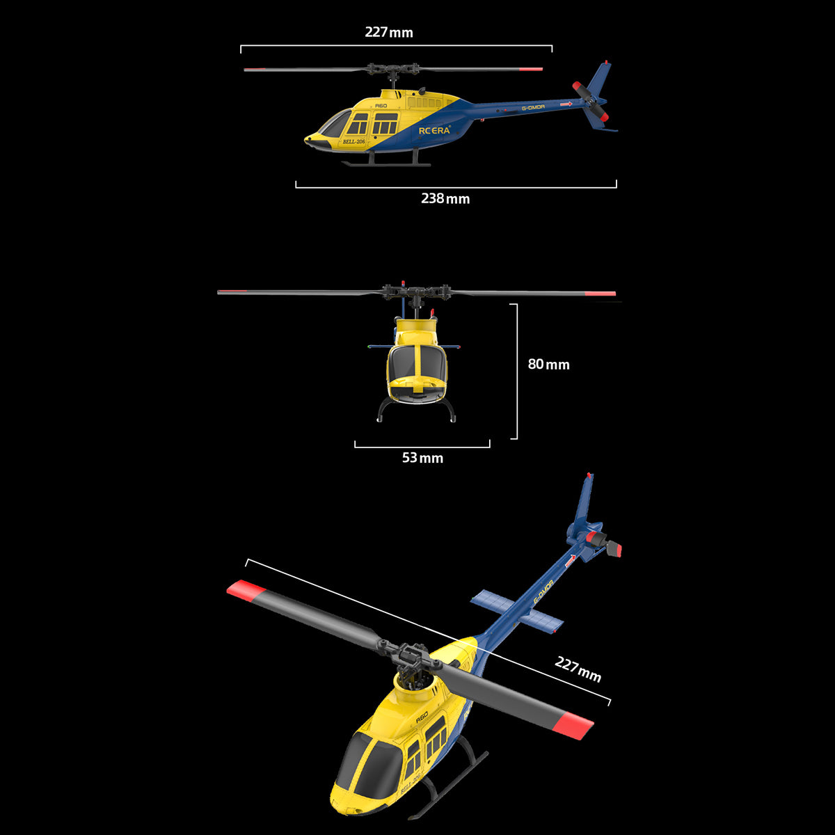 RC ERA A60 1/42 Scale Bell 206 90-Class 2.4G 4CH Single Rotor Flybarless Mini RC Helicopter - RAZORDON