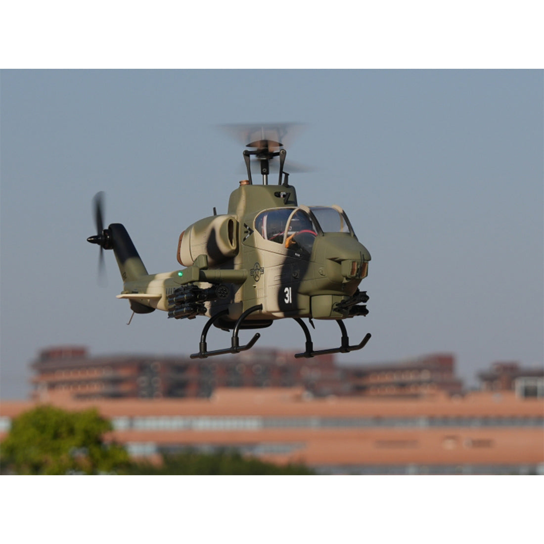 WOLFBUSH&ROBAN AH-1W Cobra 470-Class 2.4G 6CH Dual-Rotor RC Military Helicopter Model with GPS Positioning, Synchronized Turret & Left/Right-Hand Control RTF