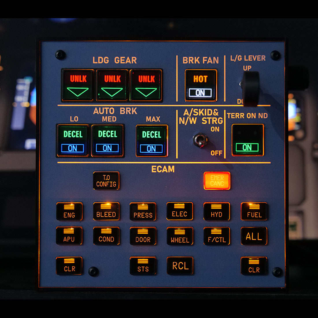Rowsfire A103 V3.0 A32X/A31X/A350/XECAM HOME COCKPIT Landing Gear Indicator Integrated Panel - RAZORDON