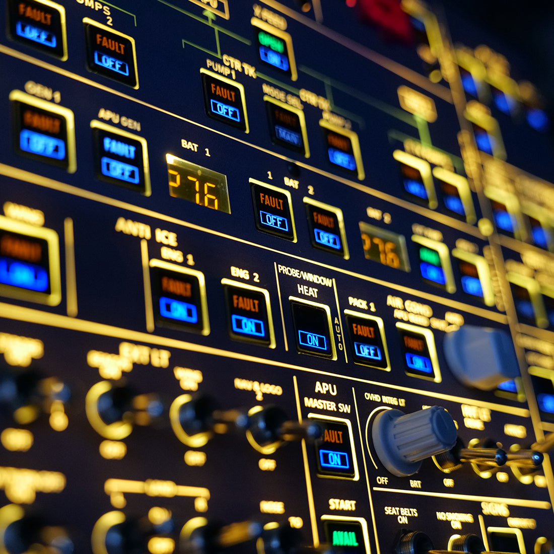 Rowsfire A107Pro A32X Light OVHD OVERHEAD Panel HOME COCKPIT for MSFS 2020/2024 (Backlit+Metal Housing+Tactile Switches Edition) - Compatible with FENIX A32X, FBW A32X - Windows Flight Sim Home Cockpit - RAZORDON