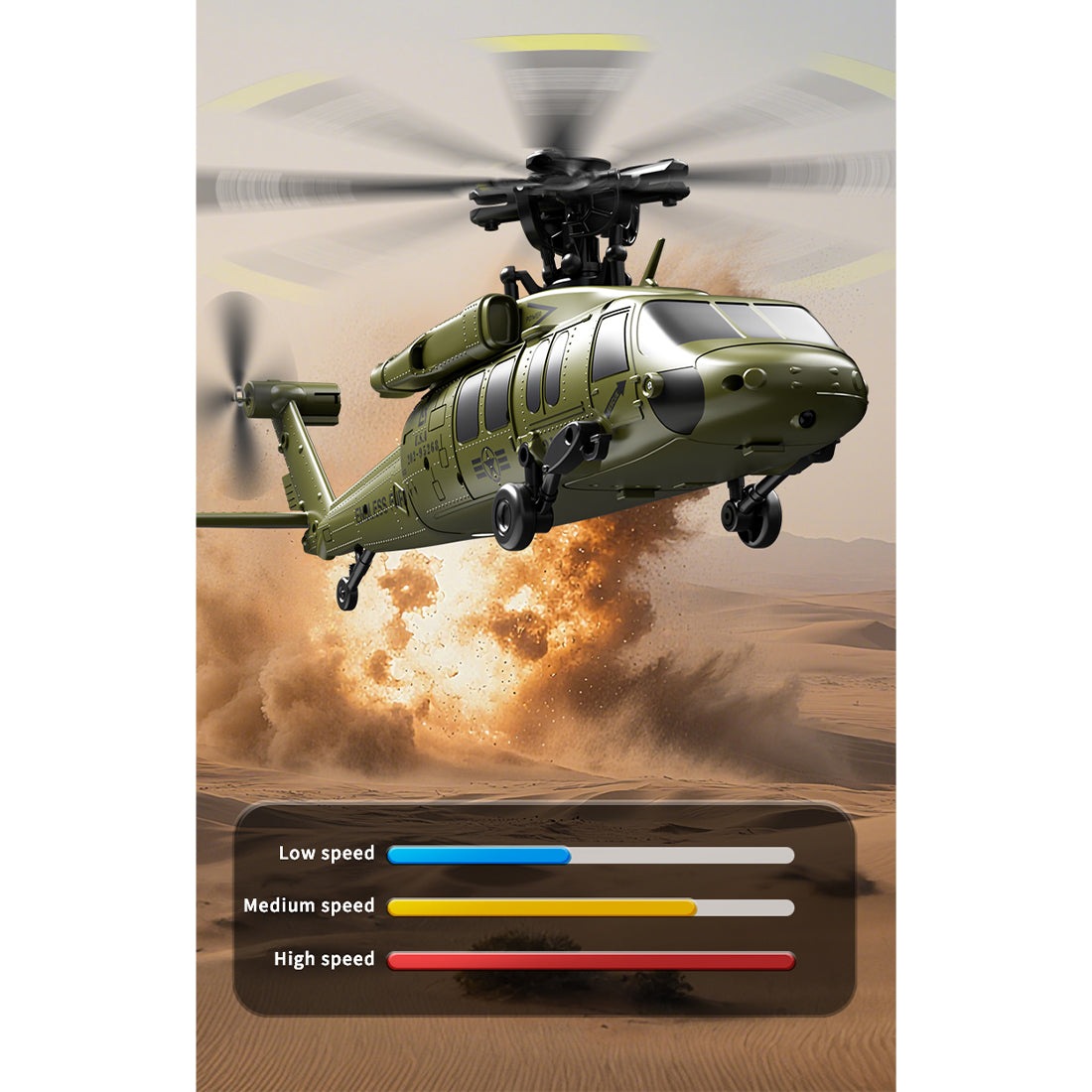 UH-60 6-Axis Gyro Brushless Motor Optical Flow Positioning Barometric Altitude Simulation Aerobatic RC Helicopter - RAZORDON