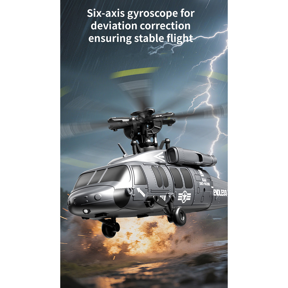 UH-60 6-Axis Gyro Brushless Motor Optical Flow Positioning Barometric Altitude Simulation Aerobatic RC Helicopter - RAZORDON