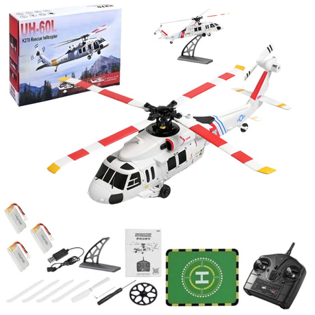 WLTOYS K270 UH-60L 2.4G 4CH 170-Class 4-Rotor Flybarless Realistic Helicopter Model with Barometric Altitude & Left/Right Hand Throttle Adjustment (Optical Flow RTF Version)