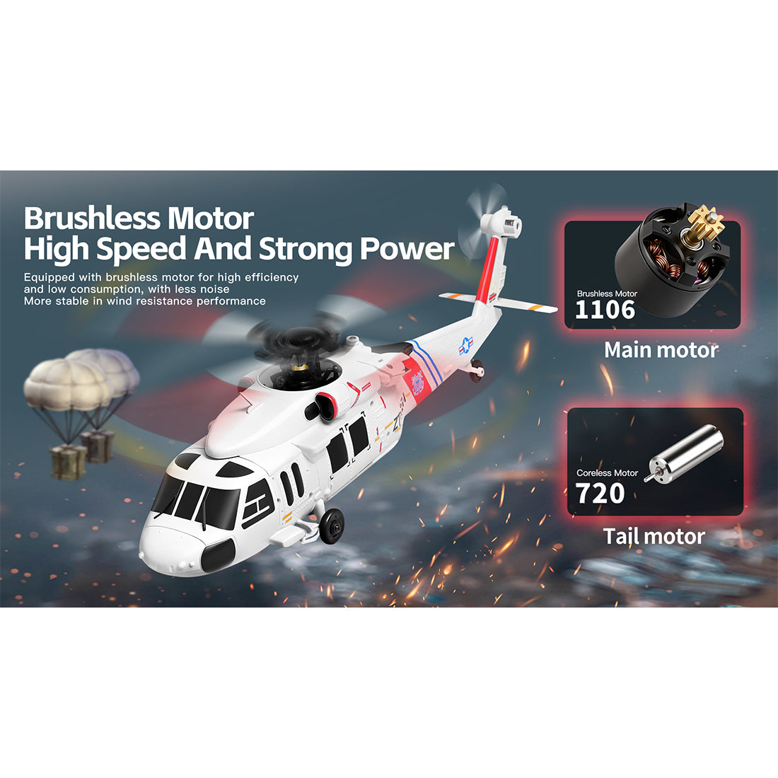 WLTOYS K270 UH-60L 2.4G 4CH 170-Class 4-Rotor Flybarless Realistic Helicopter Model with Barometric Altitude & Left/Right Hand Throttle Adjustment (Optical Flow RTF Version)