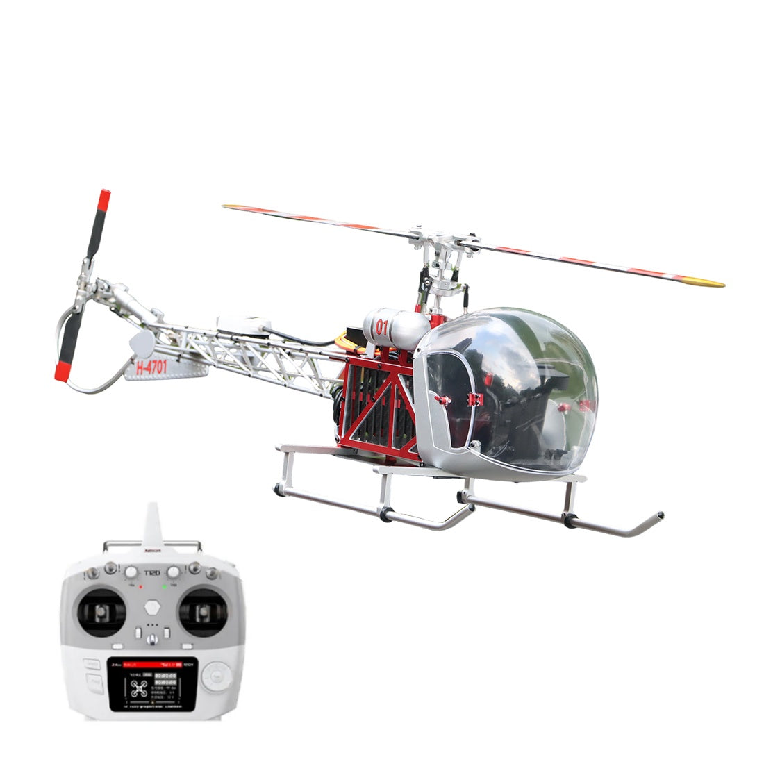 WOLFBUSH BELL-47 450-Class 3-Blade Scale RC Helicopter – Brushless DFC, Metal Shaft Drive, H1pro Flight Controller, Openable Cockpit, RTF