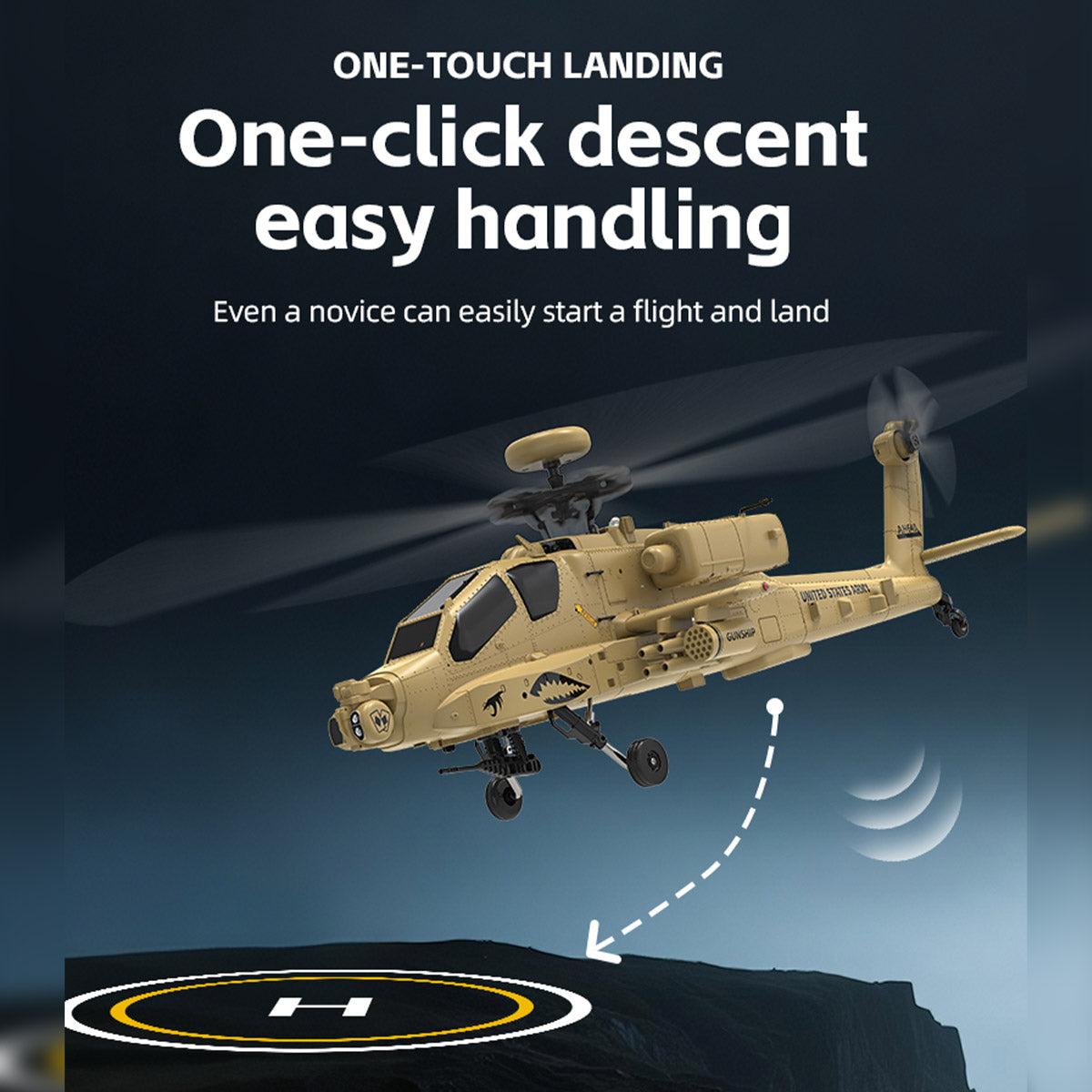 WOLFBUSH & YU XIANG F11-N AH64 1/32 Scale 2.4G 6CH Coaxial Dual Rotor 6G/3D Apache RC Helicopter - RAZORDON