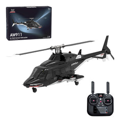 WOLFBUSH AW-911 Airwolf 1/34 Scale 2.4G 9CH Flybarless RC Helicopter Model with 6G/3D Stunt Mode and GPS Positioning (RTF Version/ Mode 1/Mode 2 Switchable)