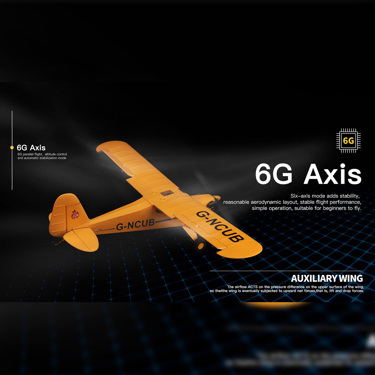 XK A160 J3 Cub Scale RC Airplane - 650mm Wingspan EPP 5CH 2.4GHz